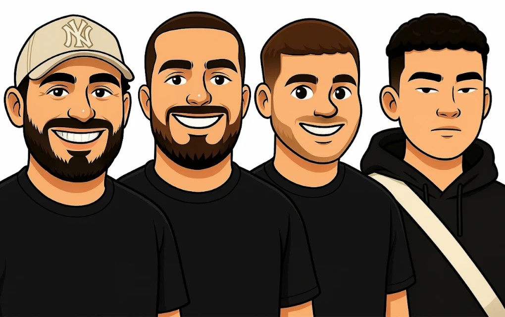 Het team van The Box Barbershop: Triimm, Weezy Cutz, Ems, Yassir